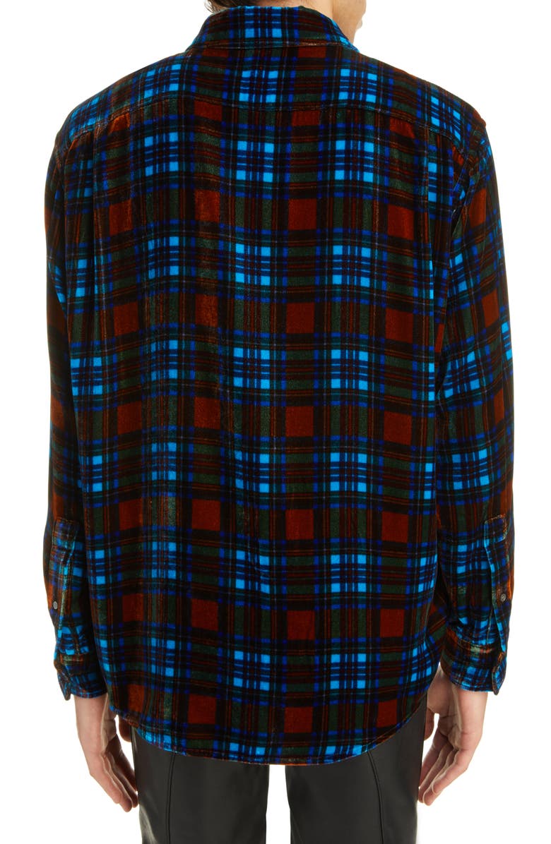 Acne Studios Plaid Velvet Zip-Up Shirt Jacket, Alternate, color, 