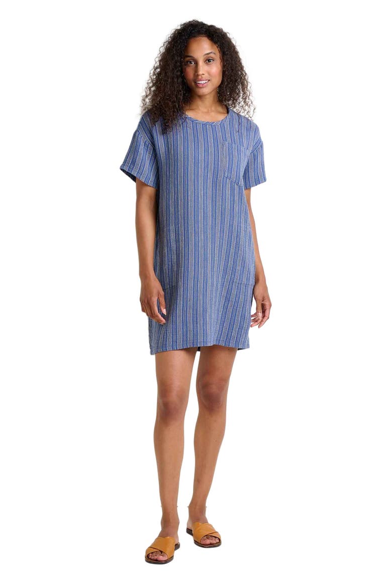 Tate Double Weave Short Sleeve Dress, Main, color, Kyanite Stripe