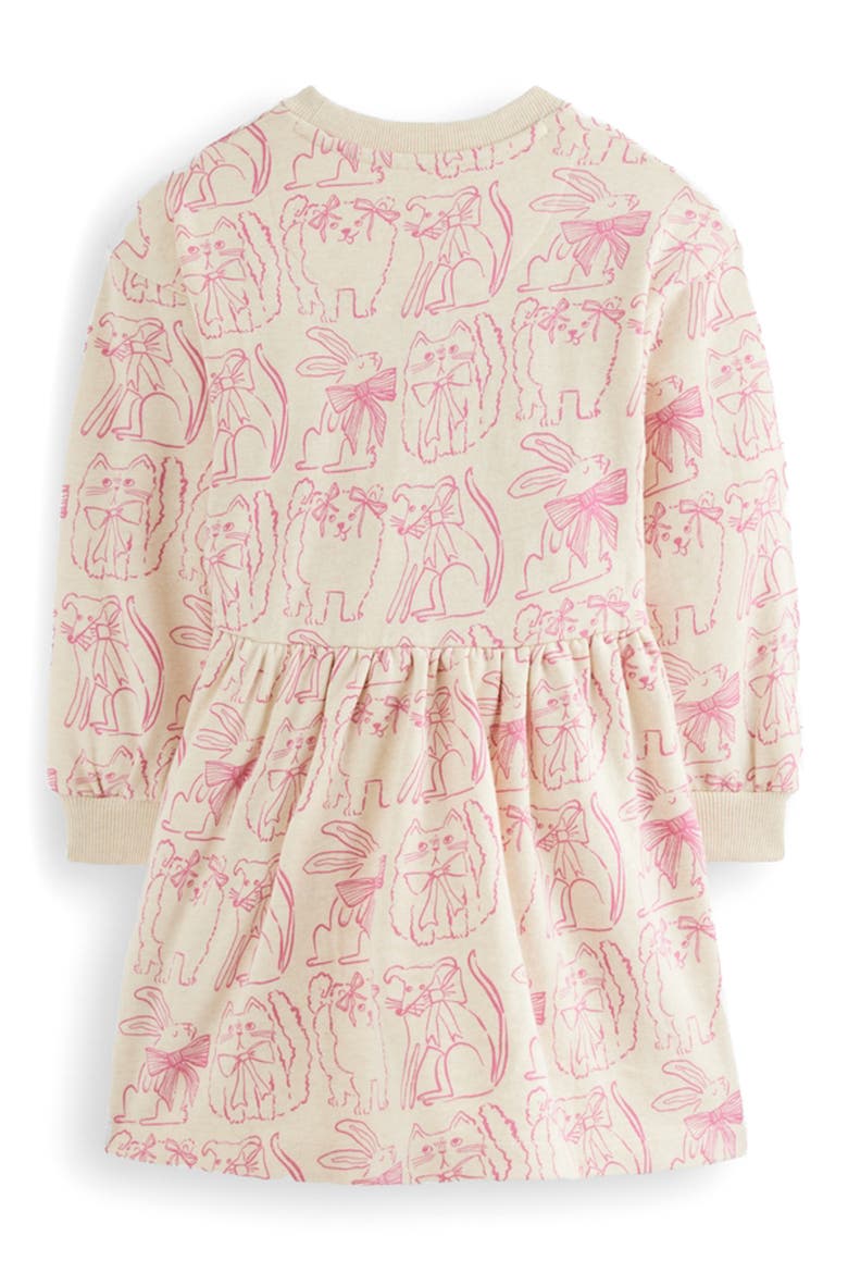 Kids' Pet Print Long Sleeve Cotton Sweatshirt Dress, Alternate, color, OATMEAL MARL FAVOURITE PETS