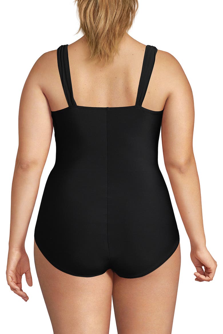 Plus Size New SlenderSuit Grecian Adjustable Low Leg One Piece, Alternate, color, Black