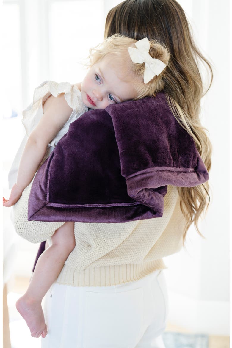 Lush Mini Faux Fur Receiving Blanket, Alternate, color, AUBERGINE
