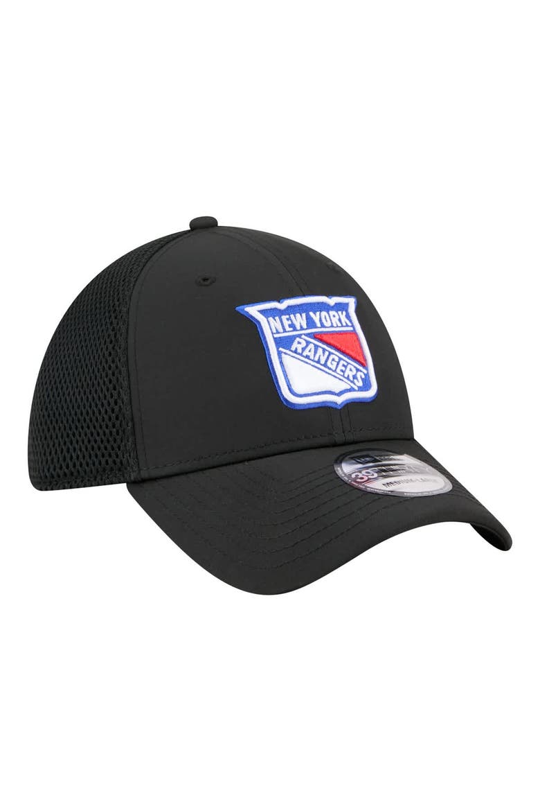 Men's New Era  Black New York Rangers Logo 39THIRTY Flex Hat, Alternate, color, Black
