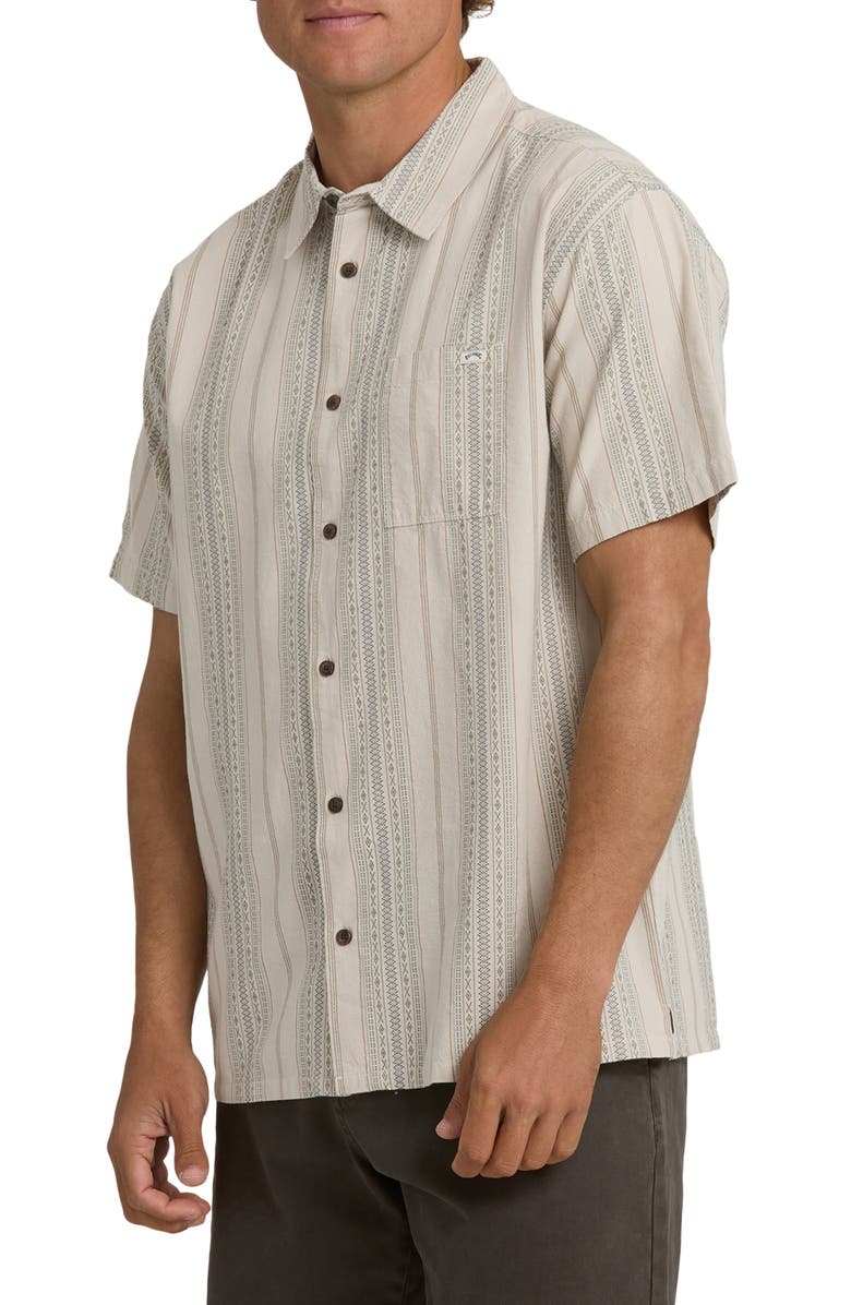 Billabong Sundays Stripe Jacquard Short Sleeve Cotton Button-Up Shirt, Alternate, color, Oatmeal