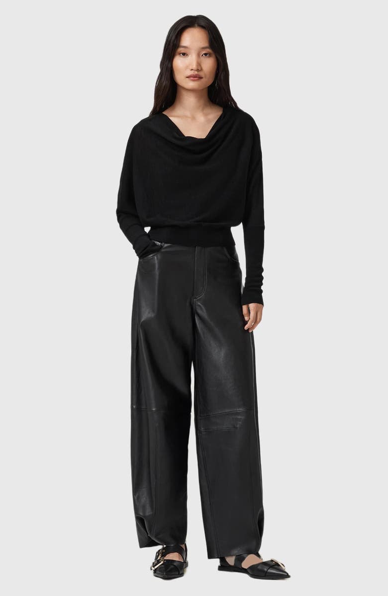 AllSaints Ridley Dolman Sleeve Crop Sweater, Alternate, color, Black