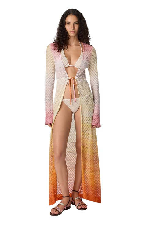 Cardigan In Lamé Viscose With Dégradé Spiderweb Motif