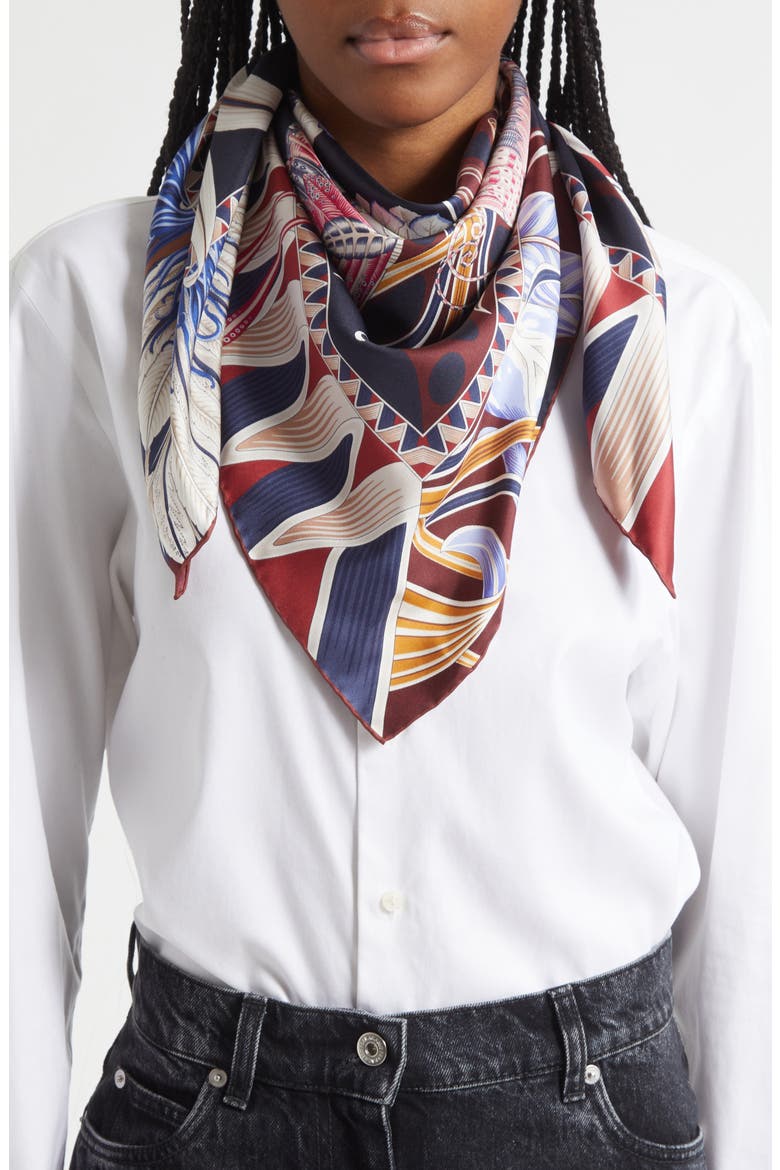 Giada Reversible Silk Scarf, Alternate, color, NAVY/ PLUM
