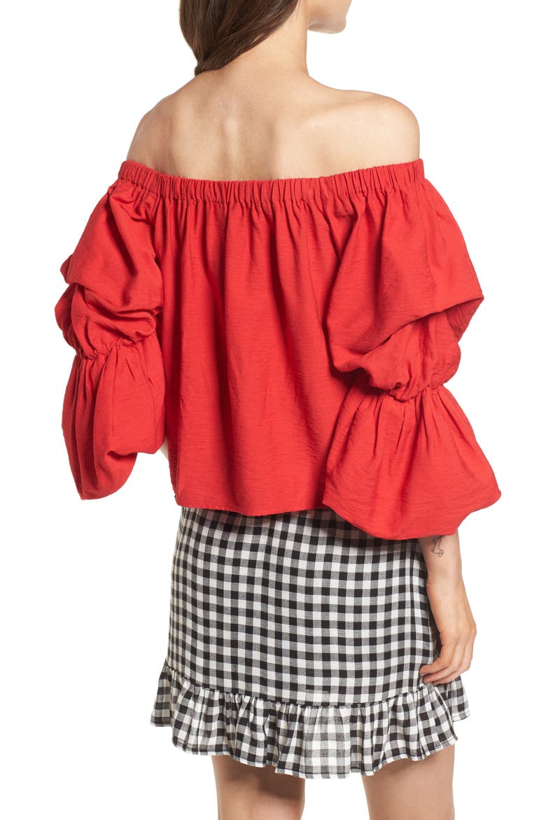 Puff Sleeve Off the Shoulder Top, Alternate, color, RED