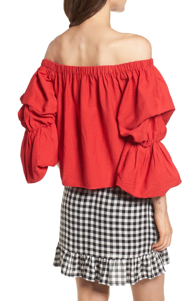 All in Favor Puff Sleeve Off the Shoulder Top, Alternate, color, 