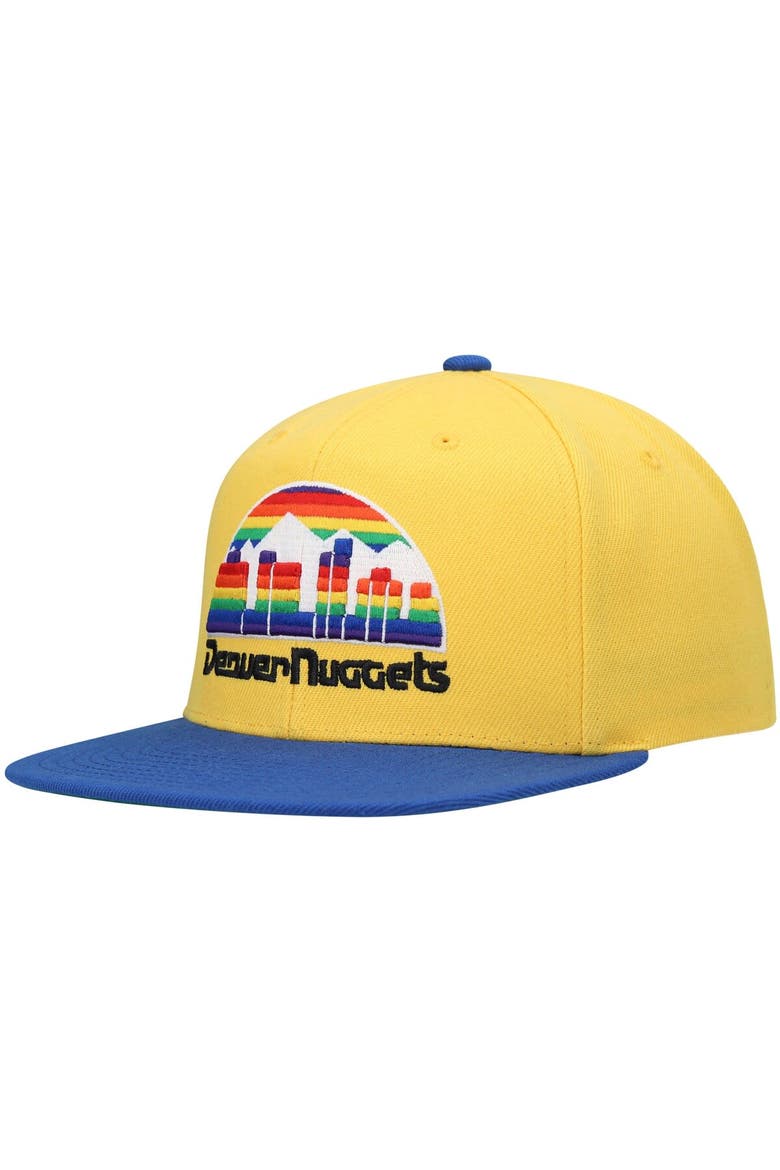 Men's Mitchell & Ness Gold/Royal Denver Nuggets Hardwood Classics Snapback Hat, Alternate, color, Gold