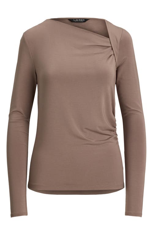 Ralph Lauren Lauren  Asymmetric Neck Top In Brown