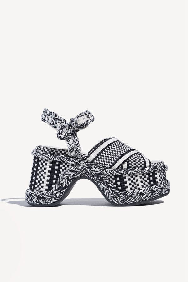 Amambaih Jose High Platform Sandals, Main, color, Ivory Black