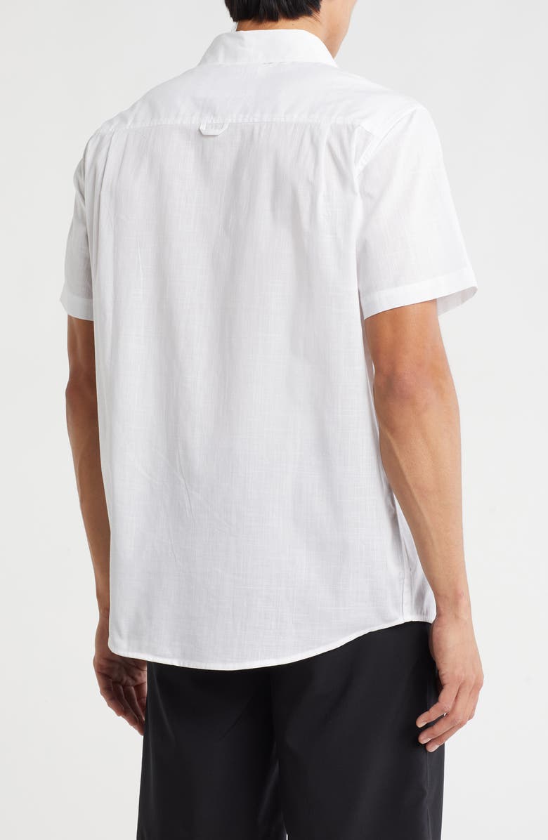 Hurley Slub Cotton Short Sleeve Button-Up Shirt, Alternate, color, White