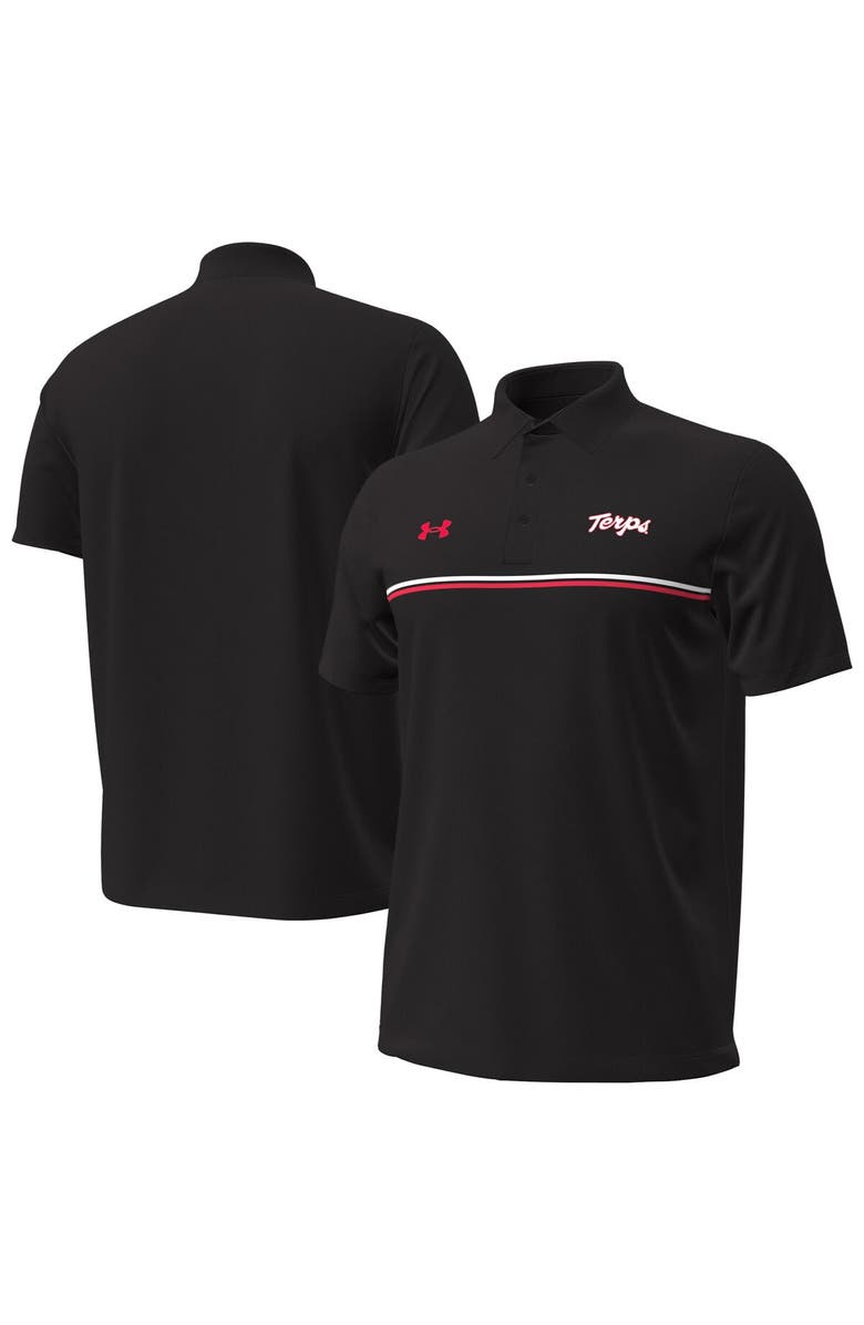 Under Armour Men's Under Armour Black Maryland Terrapins Performance Drive Chest Stripe Polo, Main, color, Black