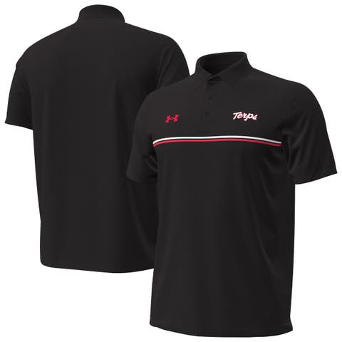 Men's Under Armour Black Maryland Terrapins Performance Drive Chest Stripe Polo