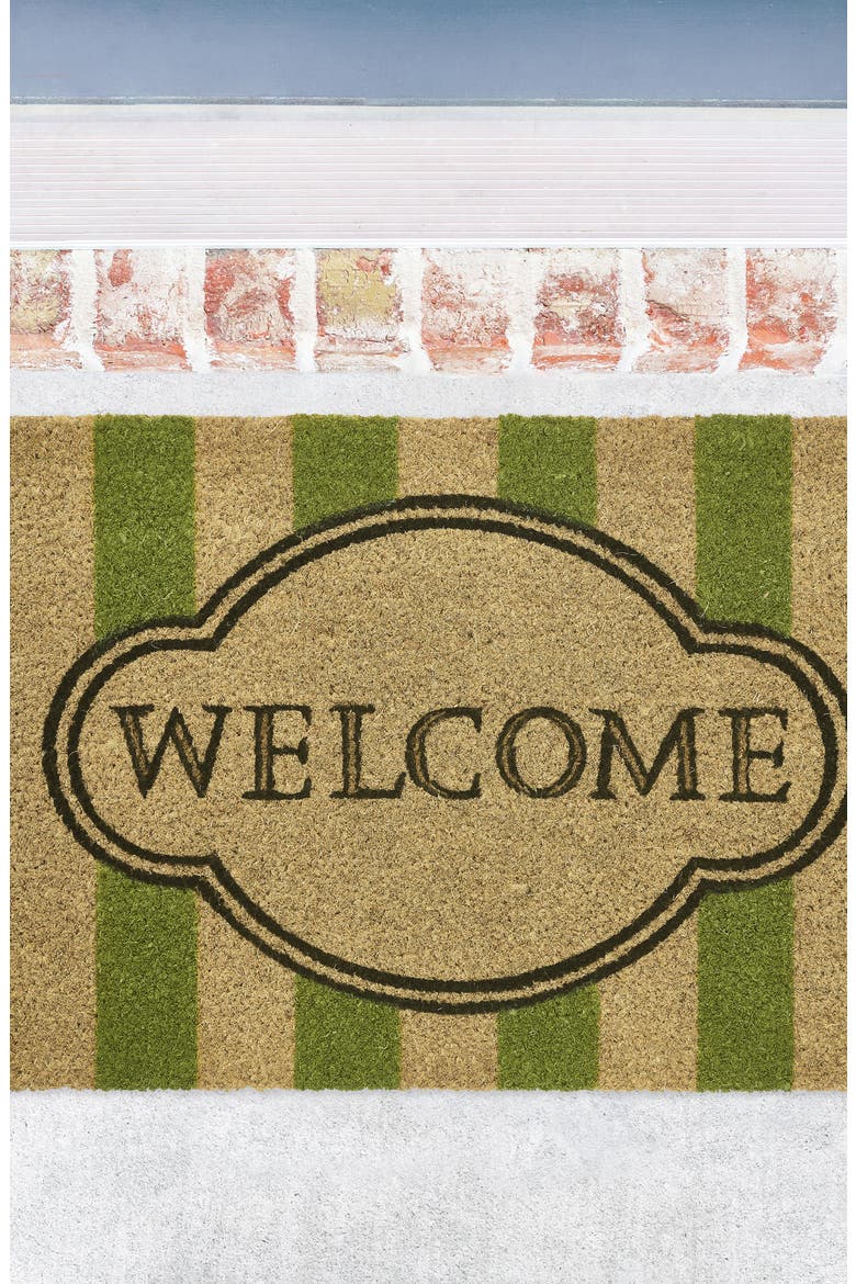 Welcome Stripe Coir Doormat, Alternate, color, GREEN