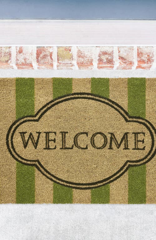 Vcny Home Welcome Stripe Coir Doormat In Green