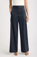 BOSS Tamilly Virgin Wool and Linen Blend Wide Leg Trousers
