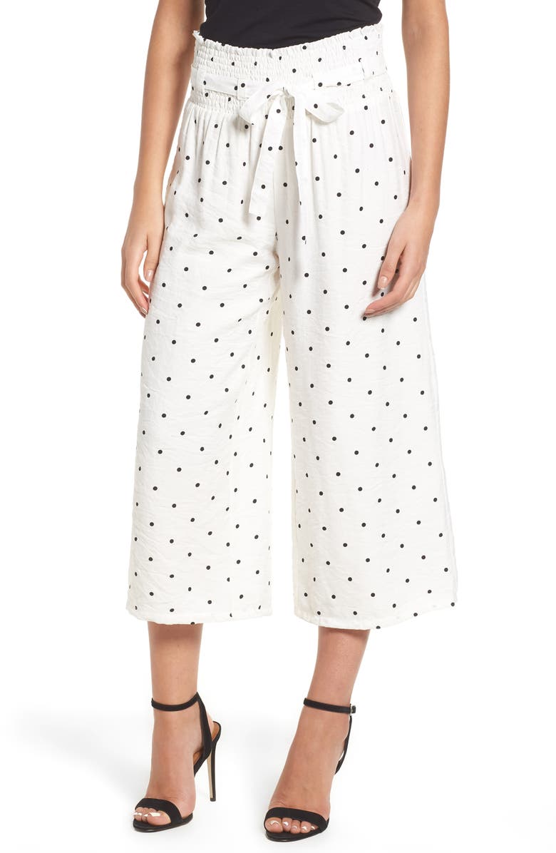LOST INK Polka Dot Crop Trousers, Main, color, 