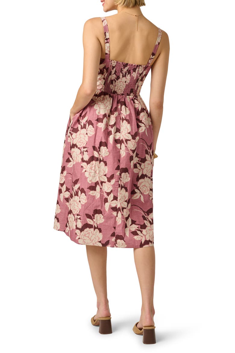 Floral Square Neck Fit & Flare Midi Dress, Alternate, color, BLUSH/ ECRU