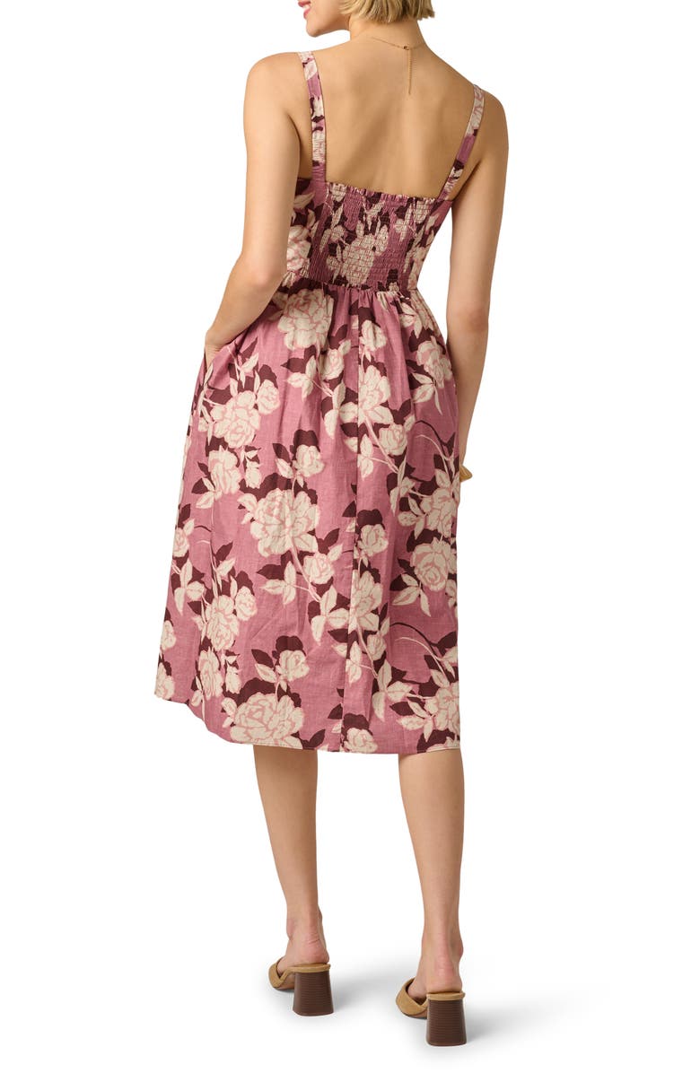 Adrianna Papell Floral Square Neck Fit & Flare Midi Dress, Alternate, color, Blush/ Ecru