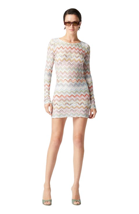 Short Cover-up Dress With Zig Zag Lamé 3d