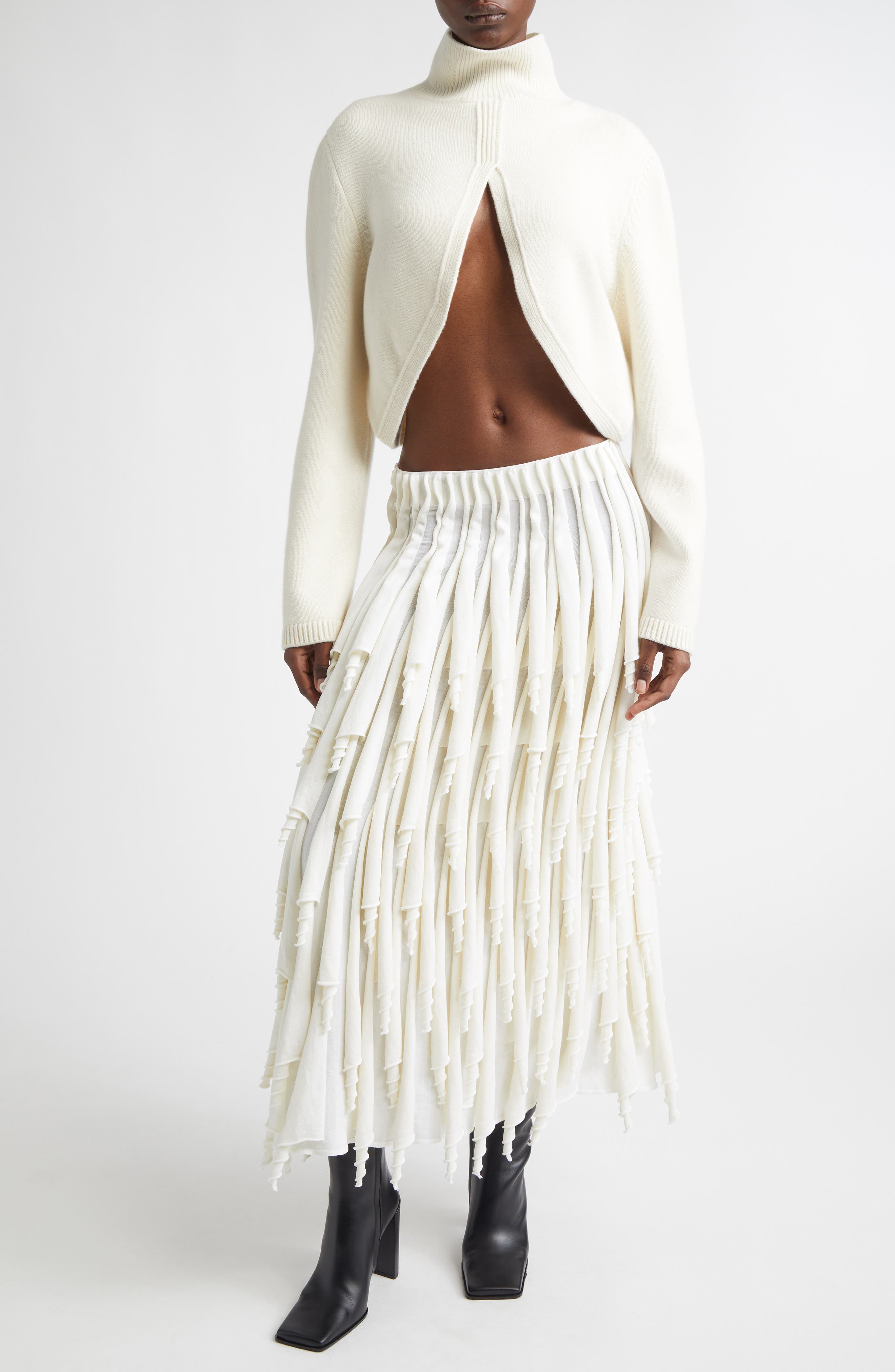 Layered Cups Wool Blend Knit Skirt - image 2