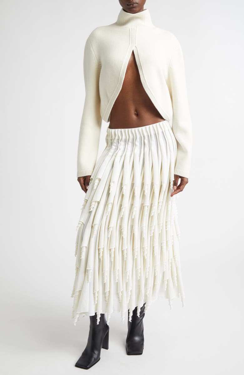 Alaïa Cutout Cashmere Blend Sweater, Alternate, color, Blanc Naturel