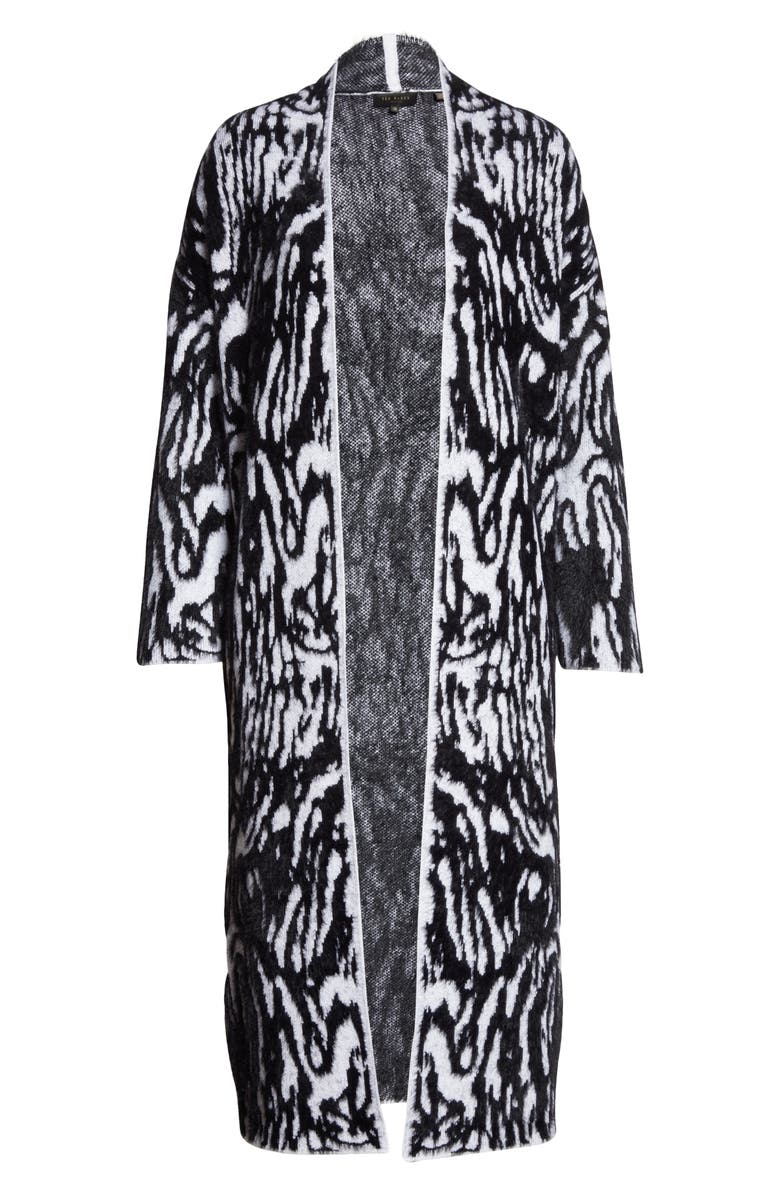 Ted Baker London Tarra Animal Print Jacquard Long Cardigan, Alternate, color,