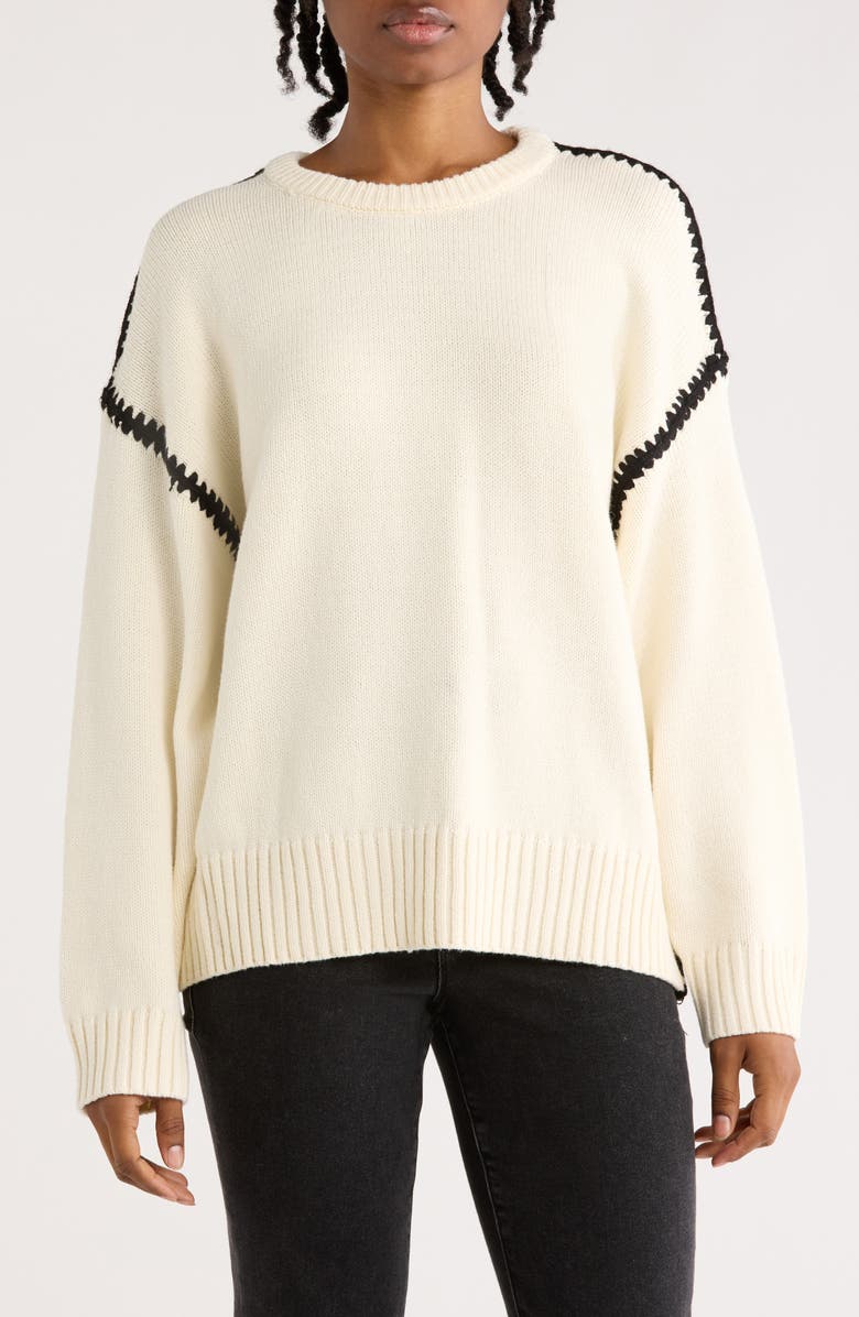 Blu Pepper Stitched Sweater, Main, color, Cream