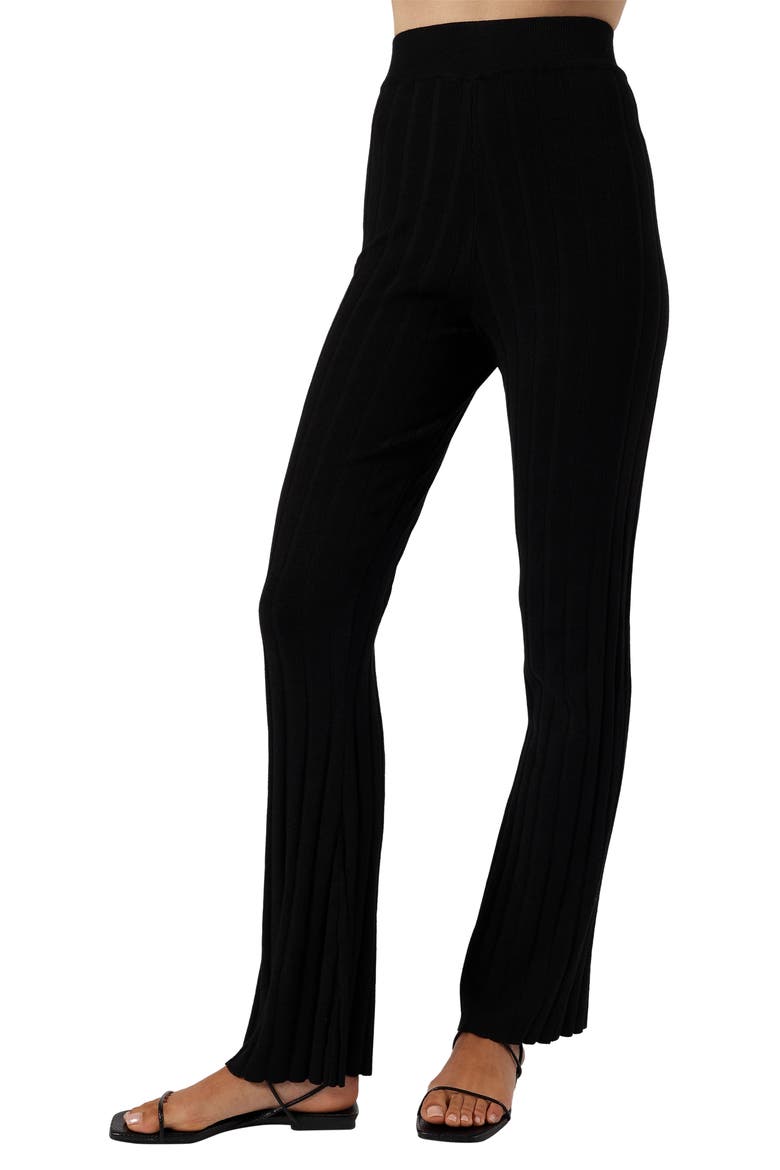 Silvie Wide Rib Sweater Tank & Straight Leg Pants Set, Alternate, color, BLACK