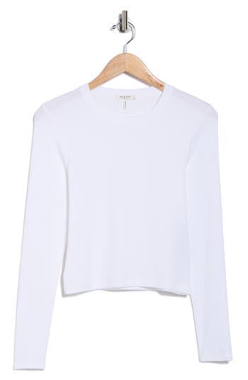 Rag & Bone Essie Long Sleeve Ribbed Crop T-shirt In White