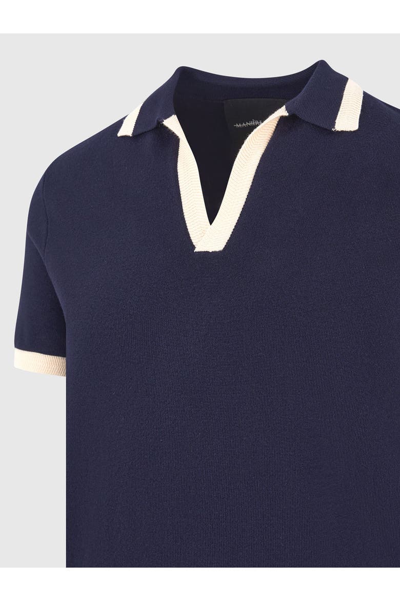 Lambert Contrast Detail Knit Polo Shirt, Alternate, color, Navy