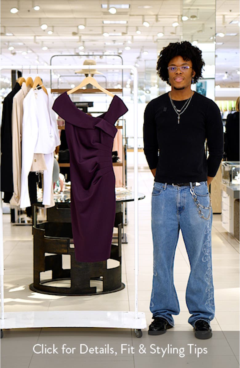 Asymmetric Scuba Knit Cocktail Dress, sales video thumbnail