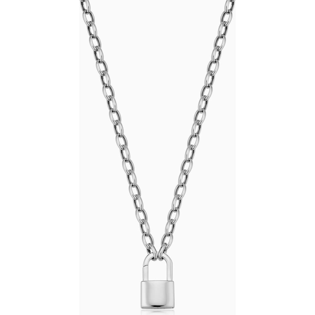 Oradina Sterling Silver Lock It Up Connector Clasp Necklace In Silver