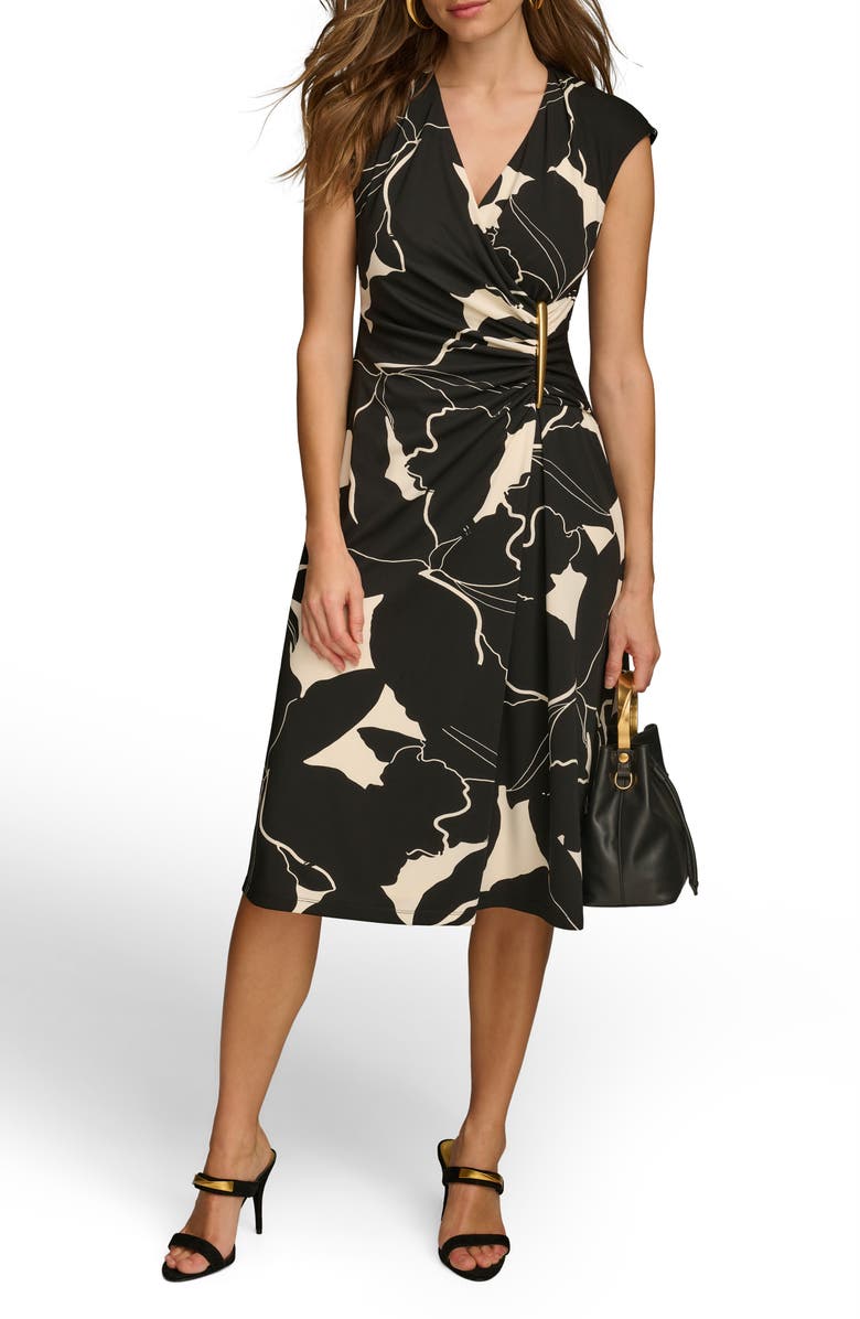 Donna Karan New York Floral Wrap Front Midi Dress, Main, color,
