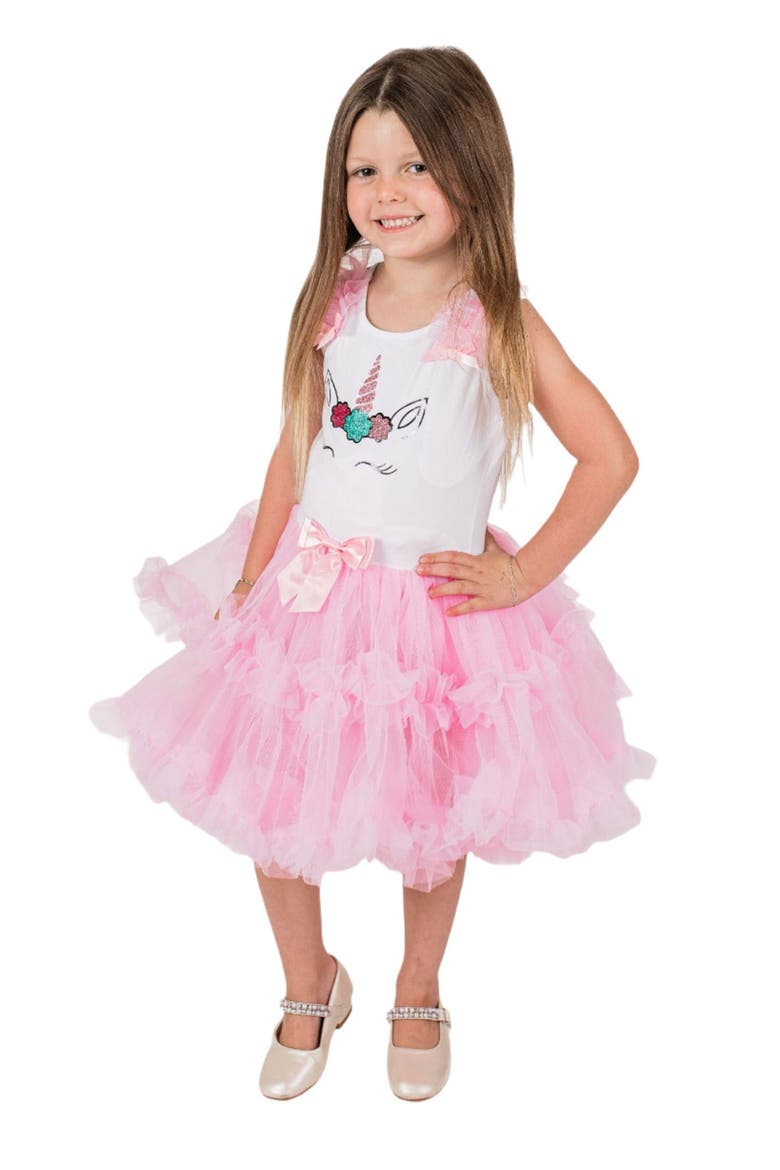 Kids' Sequin Unicorn Tulle Party Dress, Alternate, color, PINK
