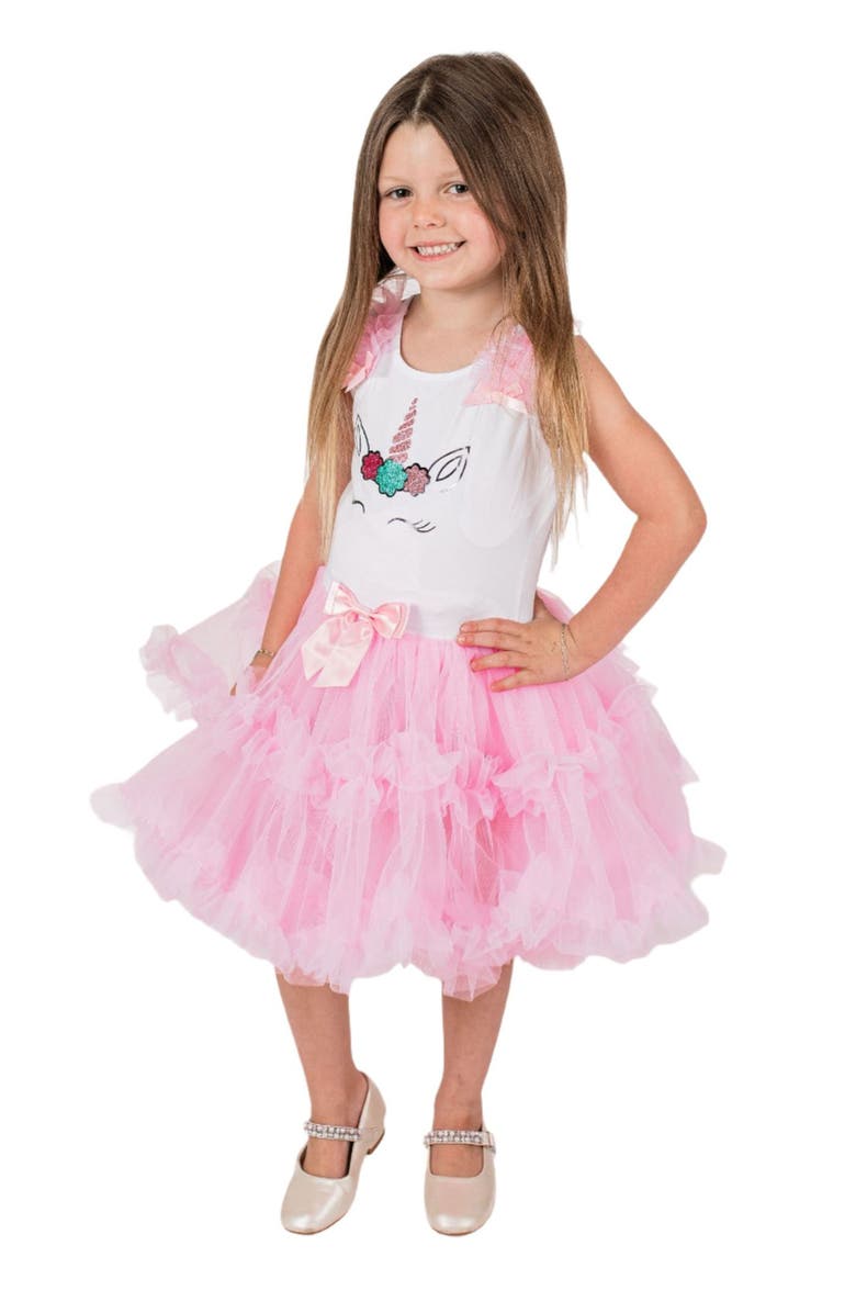 Popatu Kids' Sequin Unicorn Tulle Party Dress, Alternate, color, Pink