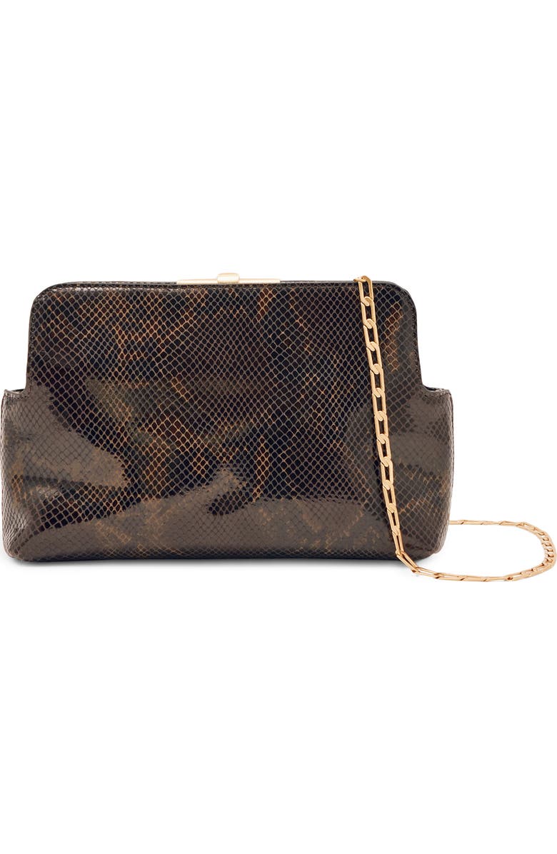 Reiss Bethany Leather Frame Clutch, Main, color, Snake