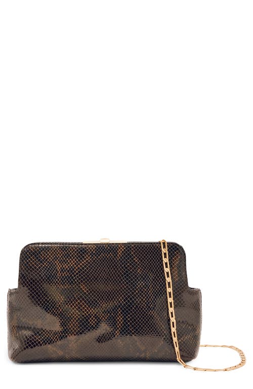 Reiss Snake Leather Snake-effect Frame Clutch Bag In Brown