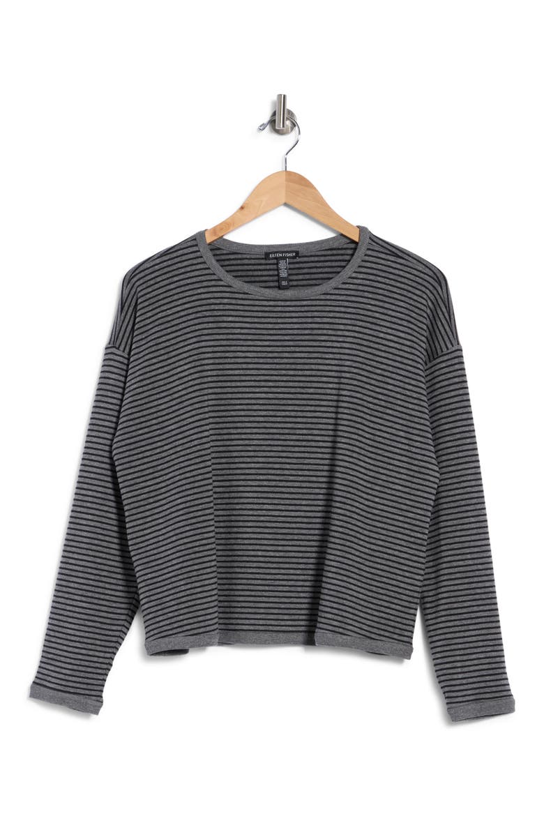 Stripe Long Sleeve Top, Alternate, color, BLACK/ ASH