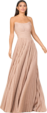 LARA New York Flowing Pleated, Strapless Dress