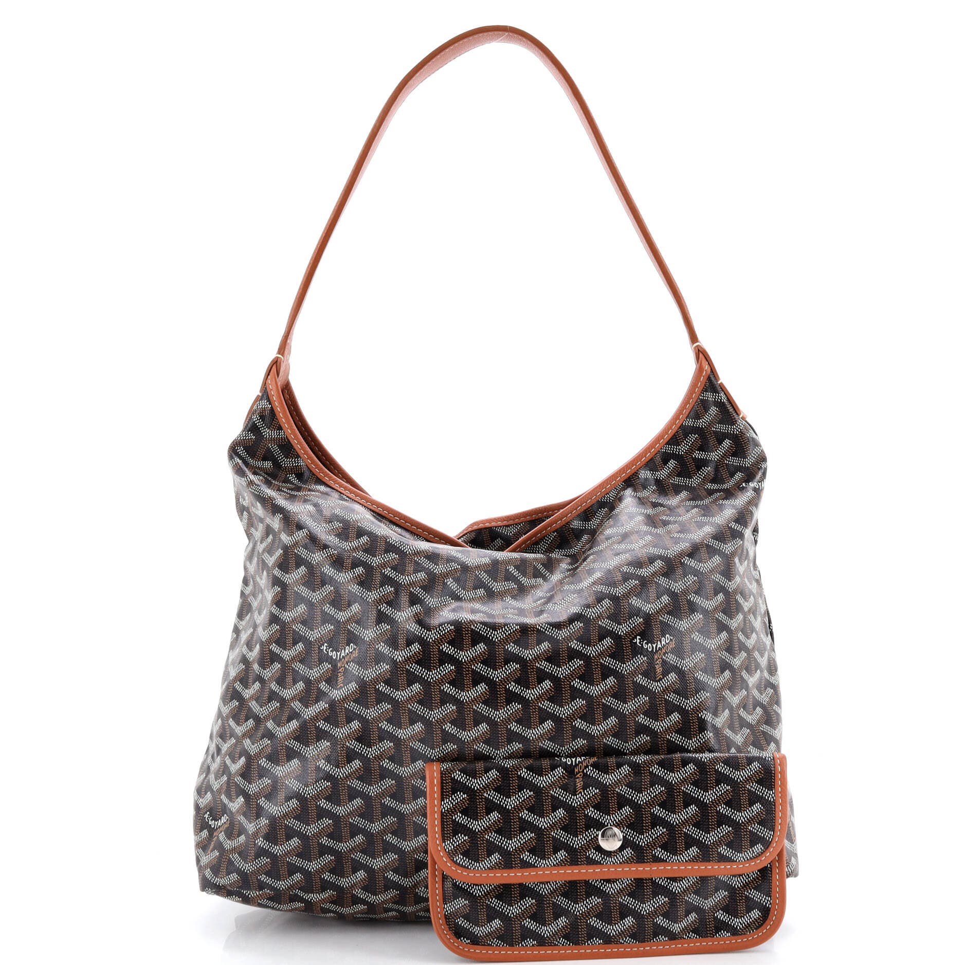 Pre-Owned Goyard Boheme Hobo Coated Canvas, Alternate, color, Brown