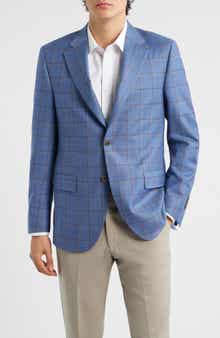 Flynn Classic Fit Light Blue Shadow Check Wool Sport Coat