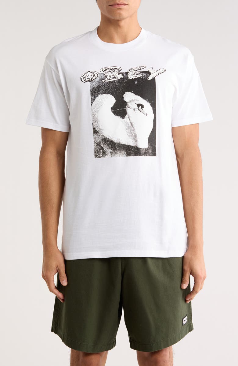 Obey Swan Graphic T-Shirt, Main, color, White