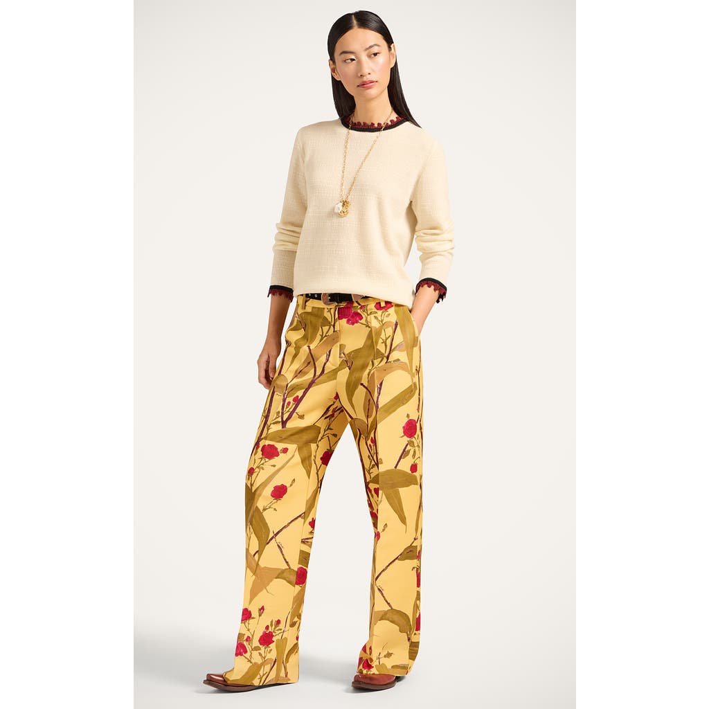 La Doublej Let Loose Floral-print Pleated Trousers In Pink
