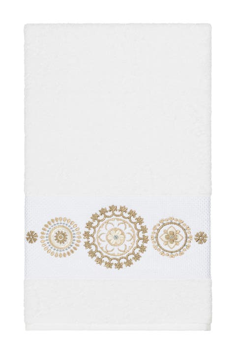Isabell Embellished Bath Towel - White