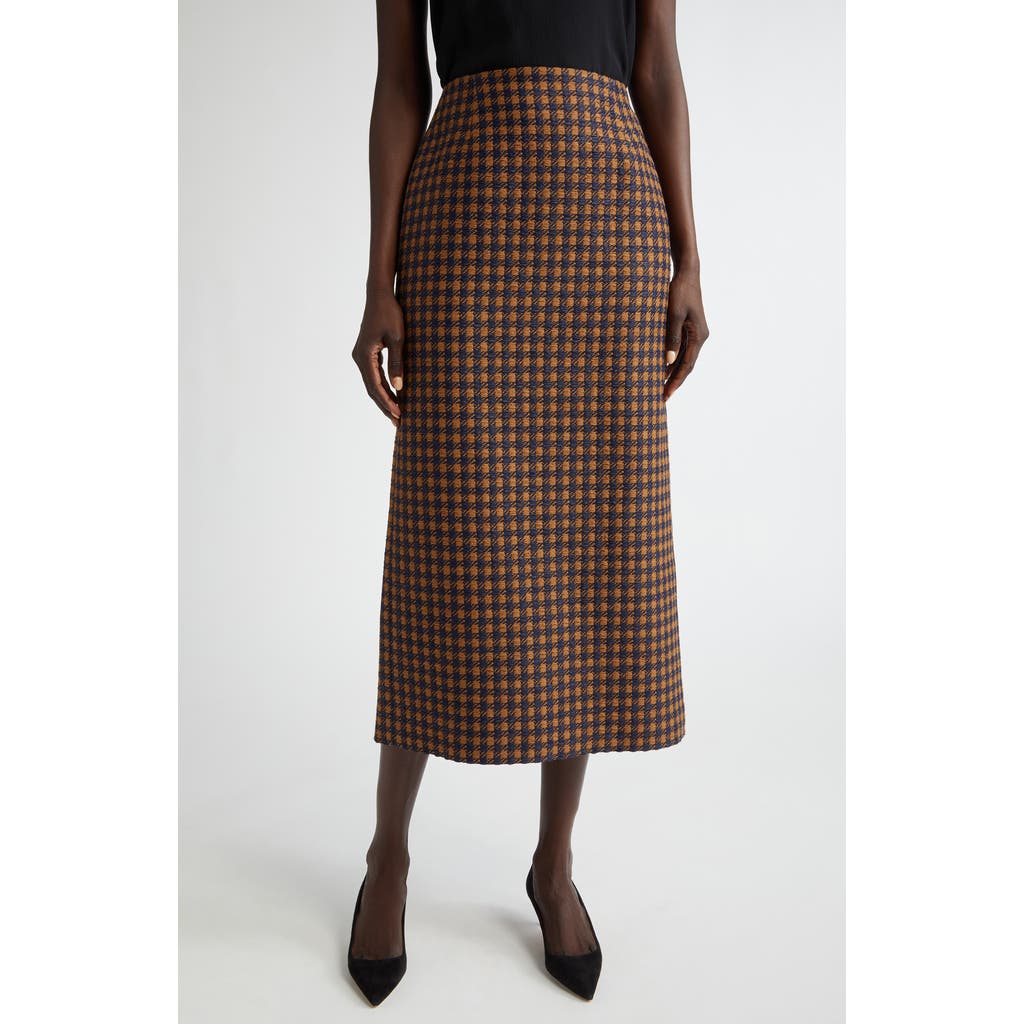 Oscar De La Renta Microcheck Tweed Pencil Skirt