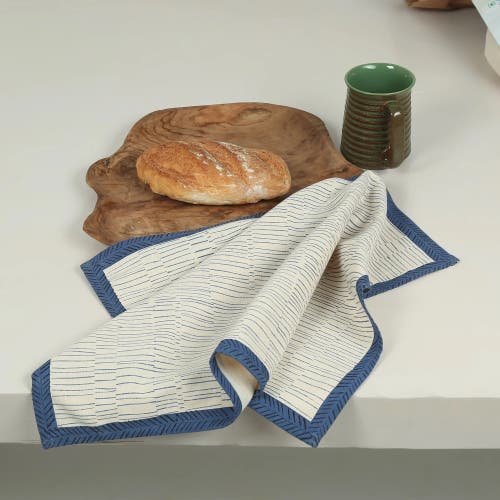 Sustainable Threads Tea Break Hand Block Printed Kitchen Towels In Neutral