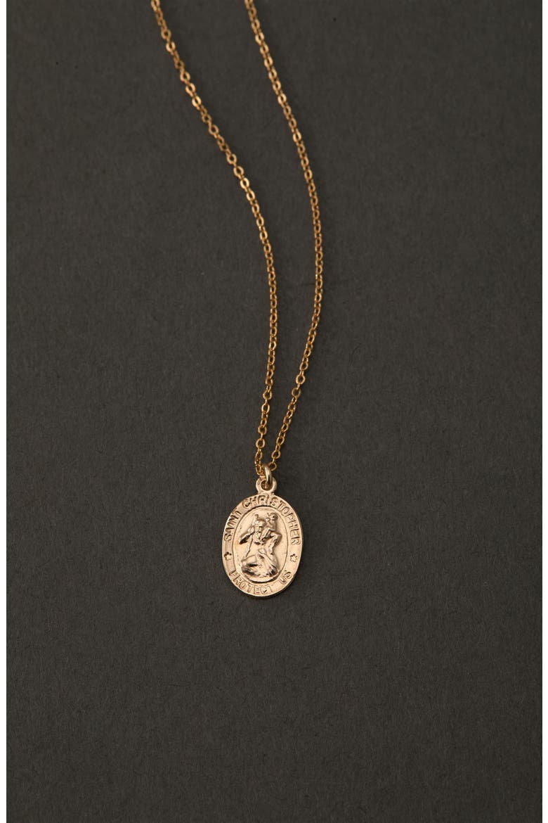 St. Christopher Charm Necklace, Alternate, color, GOLD