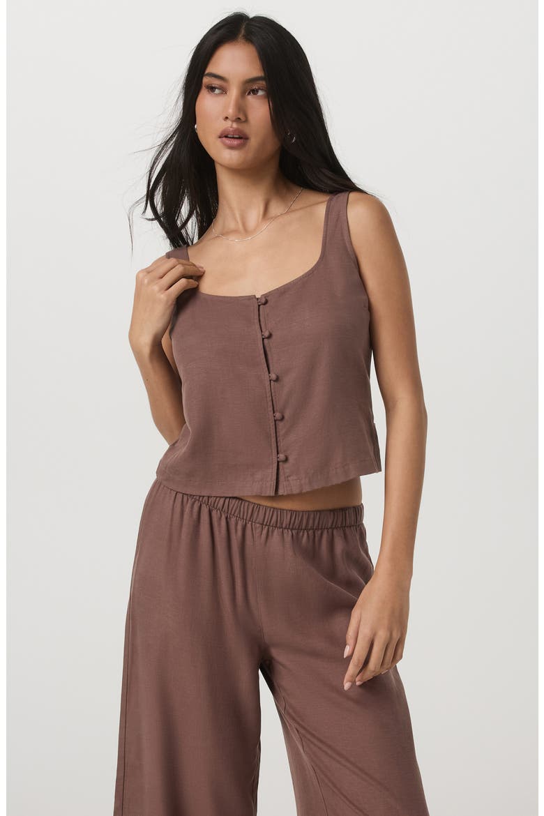 Trestles Twill Button Tank, Alternate, color, SABLE
